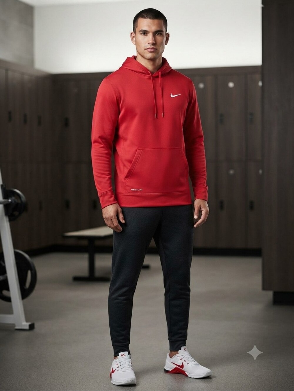 Nike Therma-FIT KO Pullover Hoodie Size M Red Fleece Polyester Pockets